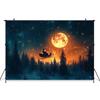 Mocsicka Christmas Photography Background Night Starry Sky Moon Forest Tree Decoration Santa Claus Children Party Photo Backdrop