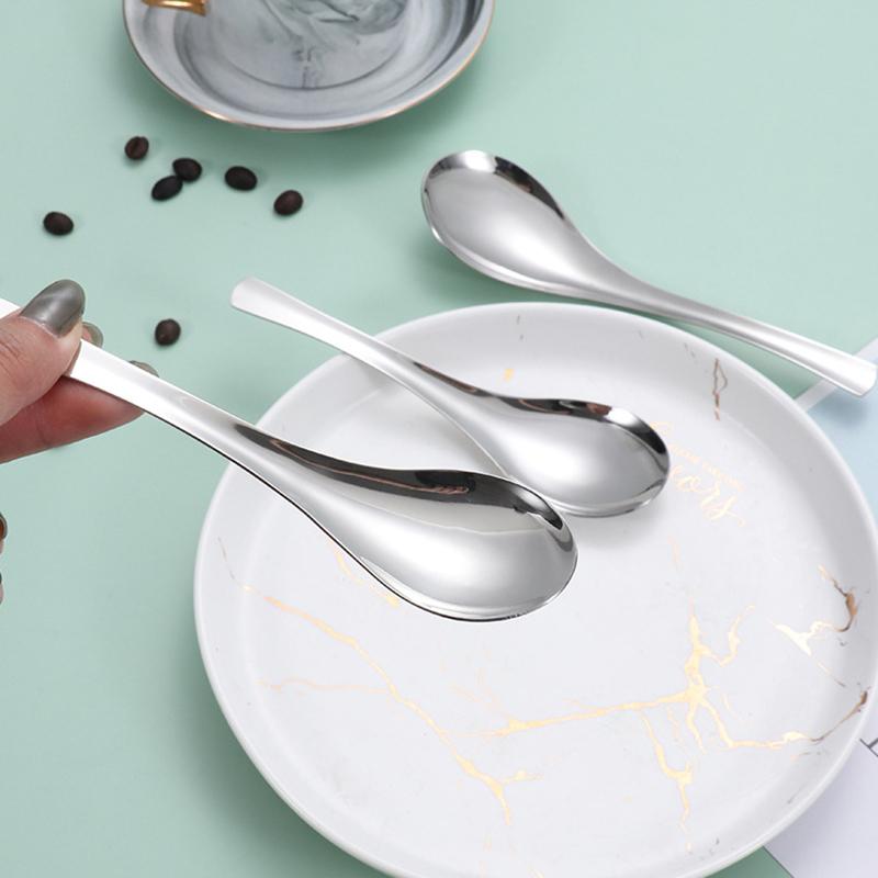 Ложка для супа из нержавеющей стали в скандинавском стиле, большая емкость, глубокая, серебряная, зеркально-полированная, столовые приборы, посуда для супа, дома, кухни