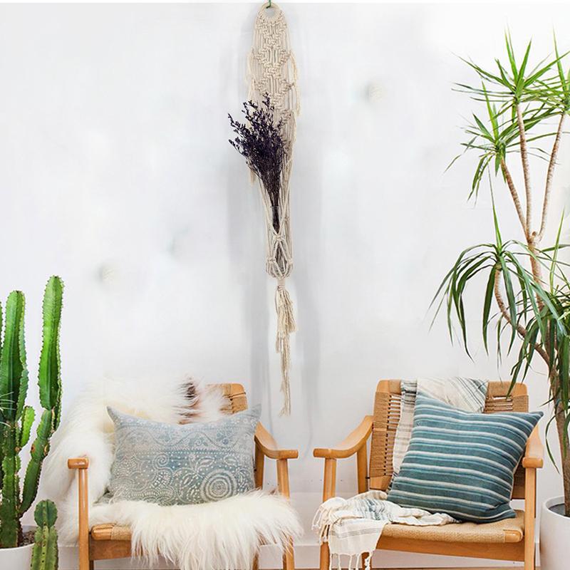 Держатель для цветочного горшка с растениями, плетеный вязаный гобелен в стиле макраме, подвесная корзина для дома, новинка