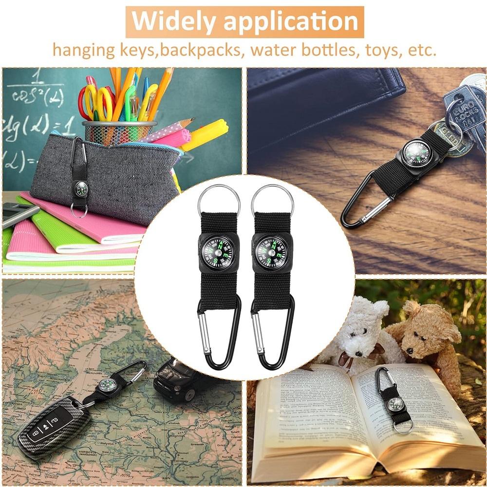 5pcs Carabiner Key Chain Compass Camping Outdoor Gadgets Hiking Survival Sports and Outdoor Recreation Accessories