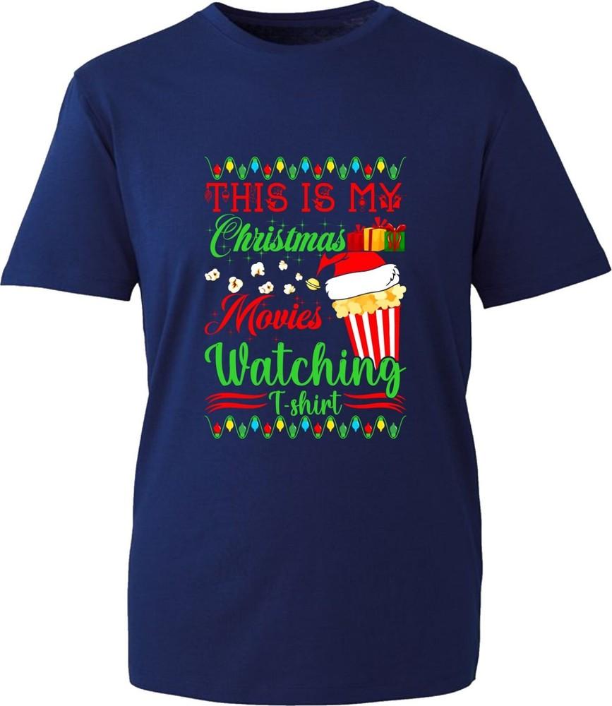 This Is My Christmas Movies Watching TShirt Xmas Popcorn Movie Costume Tee Top
