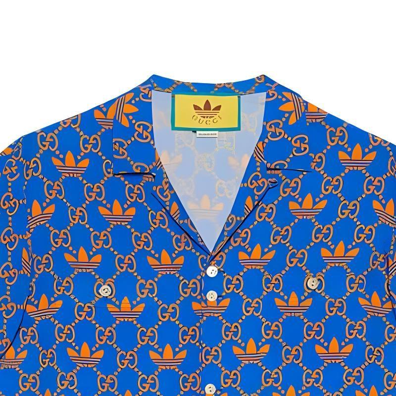Gucci X Adidas Originals Рубашка Мужская Синяя 702467-ZALAQ-7447