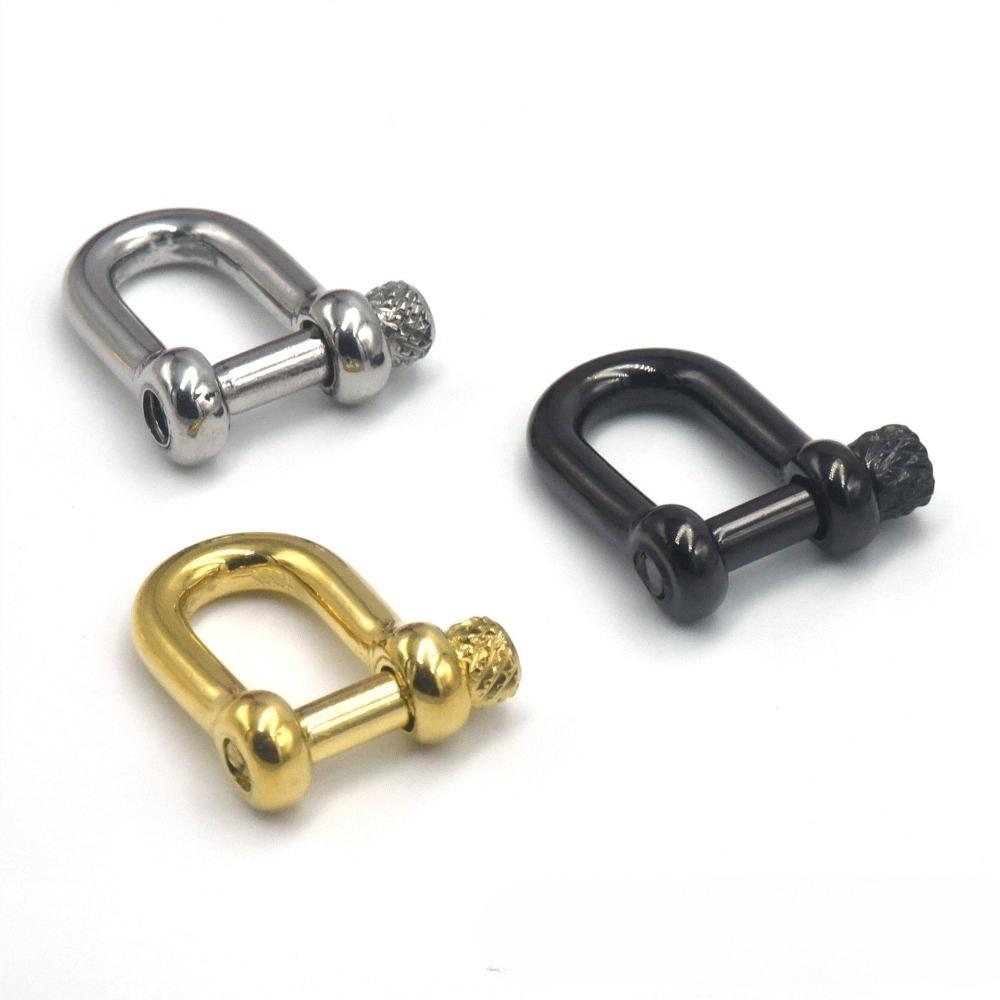 Wholesale Stainless Steel Horseshoe Clasp Keychain D Shaped Buckle Leather Rope Bracelet U-shaped Detachable Buckle Accessory