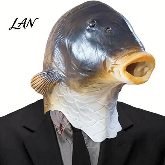 Realistic Herring Halloween Mask Funny Fish Head Mask, Latex Carp Cosplay Prop, Animal Unique Prank Gift for Adults Party Prank, Trick or Treat