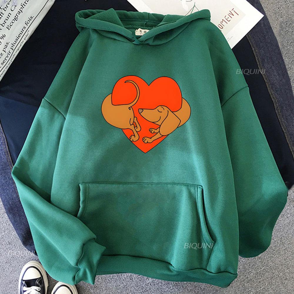 Dachshund Heart Funny Graphic Hoodie Fashion Design Autumn Winter Men Women Sweatshirt Fleece Oversized Couples Casual Hoodies