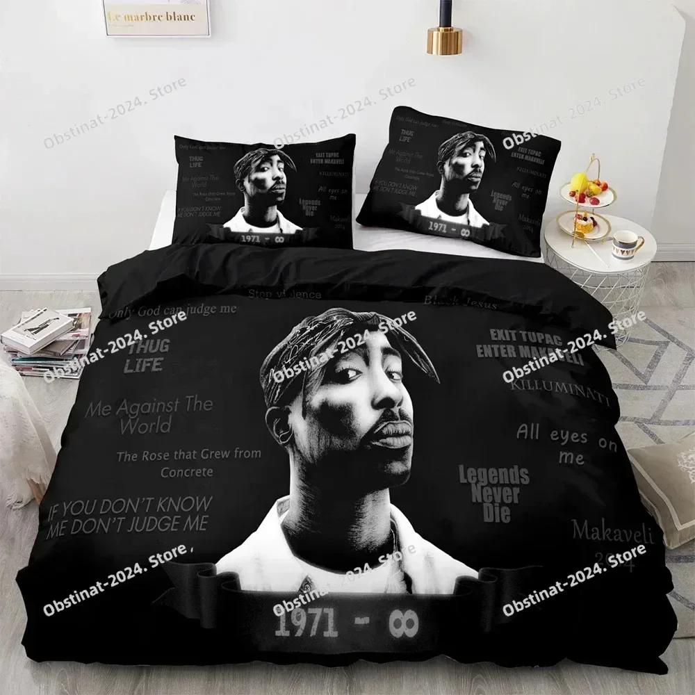 Постельное белье 2Pac Тупак Амару Шакур Комплект постельного белья с принтом Комплект с наволочкой Пододеяльник Мягкий Размер Queen King Постельное белье для дома