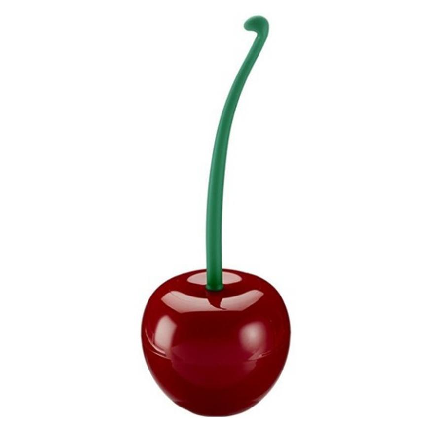Cherry Toilet Brush - Long Handle Soft Bristle Toilet Brush for Home Use, Creative Plastic Cleaning Brush Set for Toilet