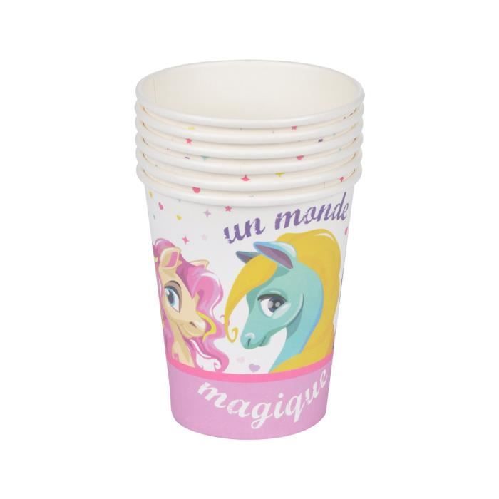 Lot de 6 gobelets en papier Poney - 25 cl - Ø 7,5 cm