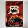 Винтажная металлическая жестяная вывеска Route 666, Девушка пин-ап Дьявол Хот-род Без ограничения скорости В АД Настенная табличка для Бара Кафе Мужской Уголок Дом