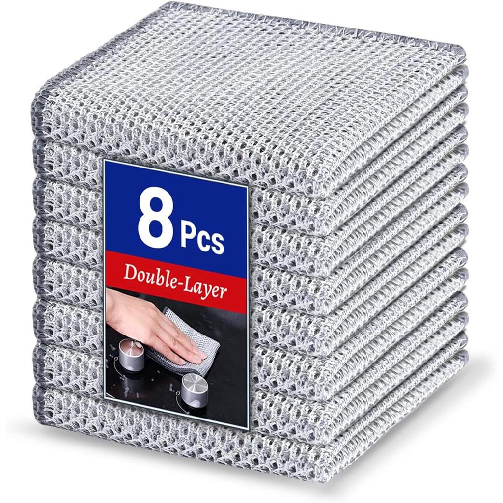 Двусторонняя салфетка для посуды из серебряной нити: Антипригарное масло, мочалка из стальной ваты для уборки кухни