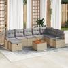 9-Piece Garden Sofa Set with Beige Cushions Poly Rattan, 2-Seater Garden Sofa with Beige Cushions Rattan 3359553
