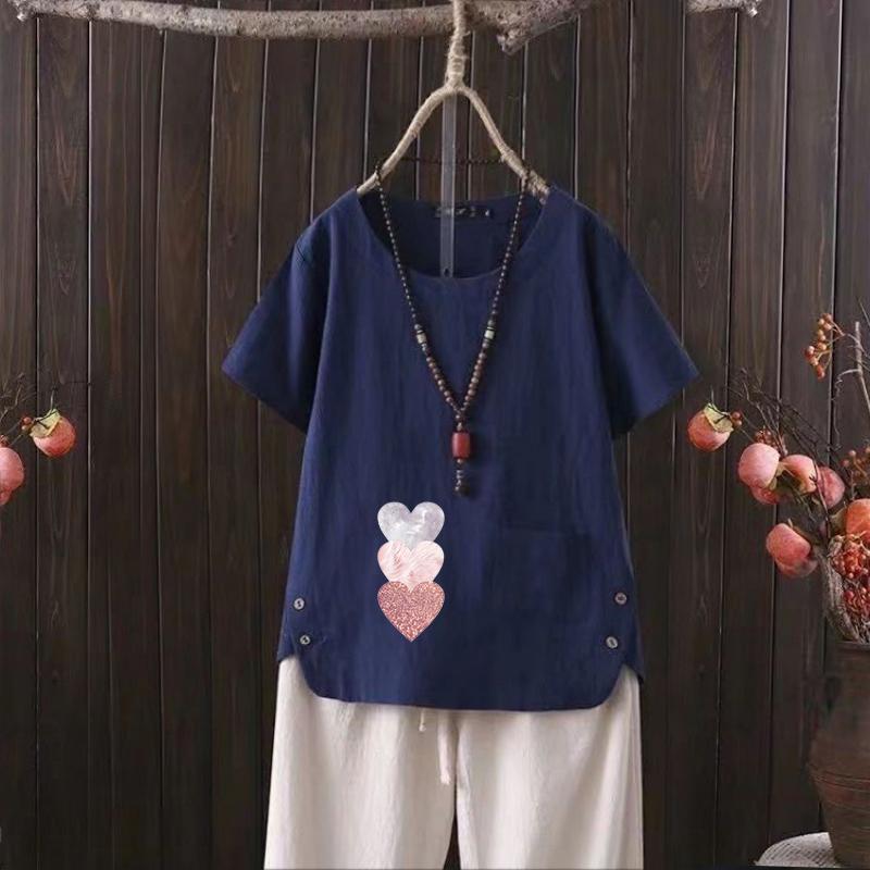 Рубашка из льна в стиле гранж, женская летняя футболка с графическим принтом, состаренный винтажный принт, короткий рукав, S-4XL