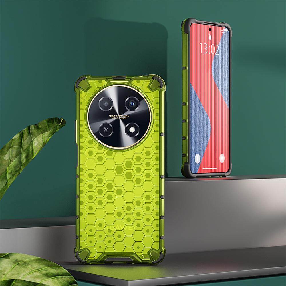 KEYSION Shockproof Armor Case for Huawei Nova 12 SE 12s Silicone+PC Transparent Honeycomb Phone Cover for Huawei Nova 12 SE 12i