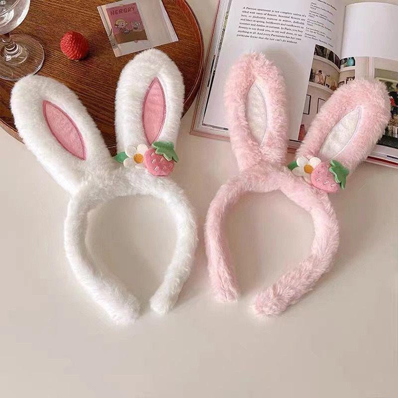 1Pc Rabbit Ear Headband Hat Strawberry Flower Bunny Ear Hair Band