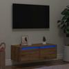 VidaXL TV Stand with LED Lights Artisan Oak 75x35.5x25 Cm, Hi-Fi Cabinet, Entertainment Center, TV Cabinet, Furniture 860237