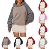 Women's Fashion Casual Plunging Shoulder Long Sleeve Hooded Patchwork Pullover Sweatshirt