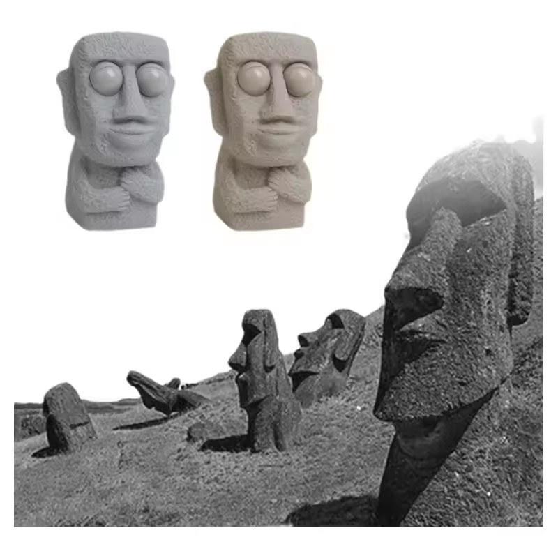 Каменный человек снимает стресс игрушка медленно отскакивает мягкая статуя Моаи сжимает глаза заинтересованное выражение расслабляет стресс детский подарок