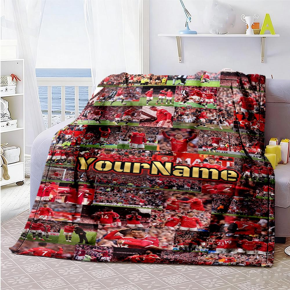 Manchester Customize Text Blanket Lightweight Customizable Blanket Durable Comfort Throw For Livingroom Office Chair Picnics Home Decor