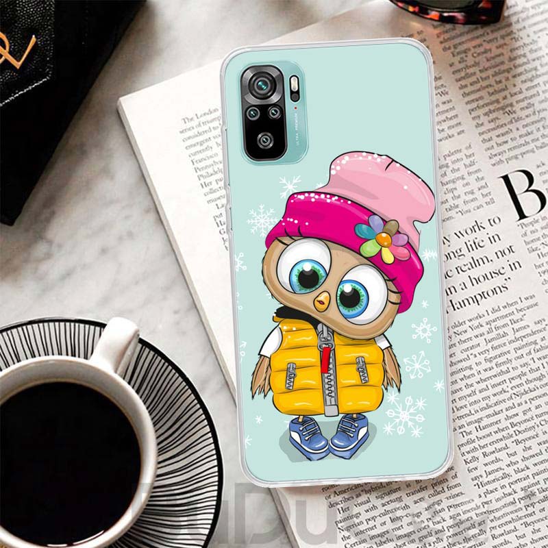 Милый чехол с совой и сердечками для влюбленных для Xiaomi Redmi Note 14 13 12S 12 11 Pro Plus Чехол для телефона 11S 10S 10 11E 11T 14Pro 13Pro Печатный Coque