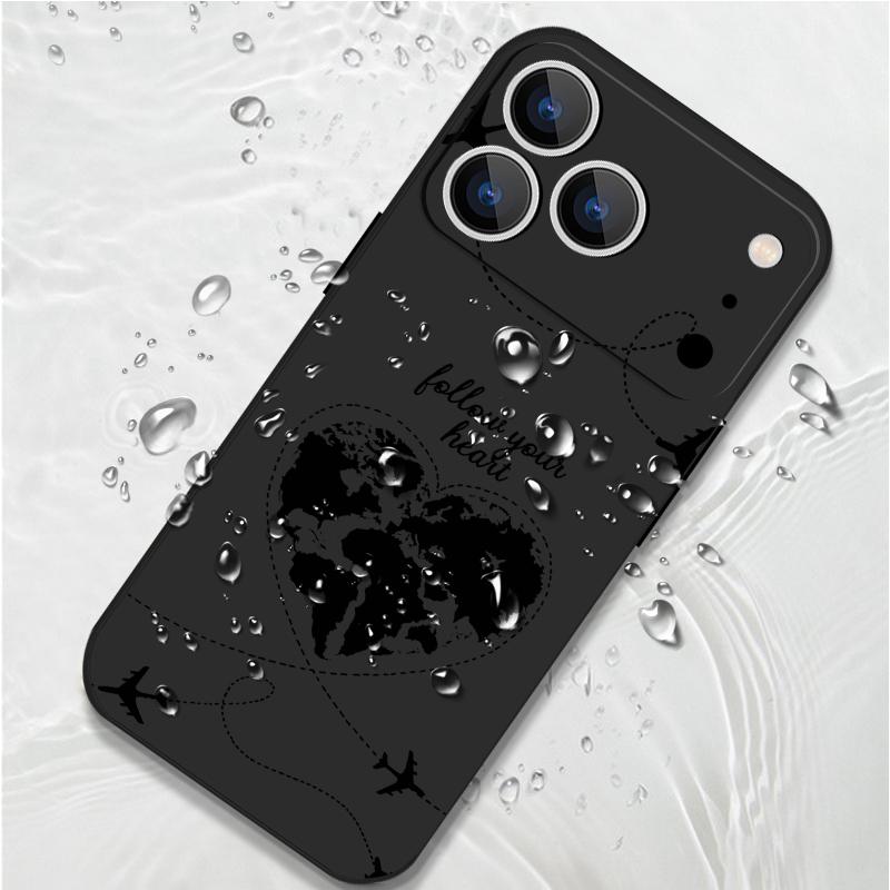 Чехол-шнурок с принтом «Самолет Сердце Карта» для iPhone 17 Pro Max Мягкий силиконовый чехол из ТПУ для iPhone 16 Pro Max Funda iPhone 15 14 13 12 11 16E Air