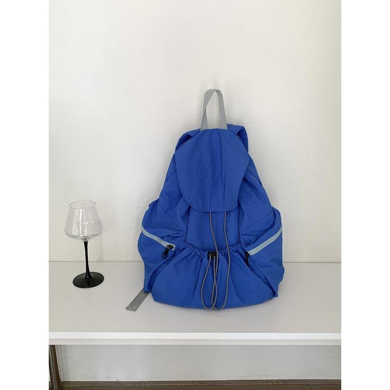 New Pleated Pull Rope Nylon Backpack Women's Niche Trend Large Capacity Flip Student Backpack Backpack Girls
