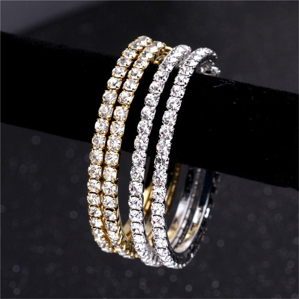 Fashion Big Rhinestone Silver Gold Ear Stud Dangle Jewelry Drop Earrings Crystal Hoop Earrings