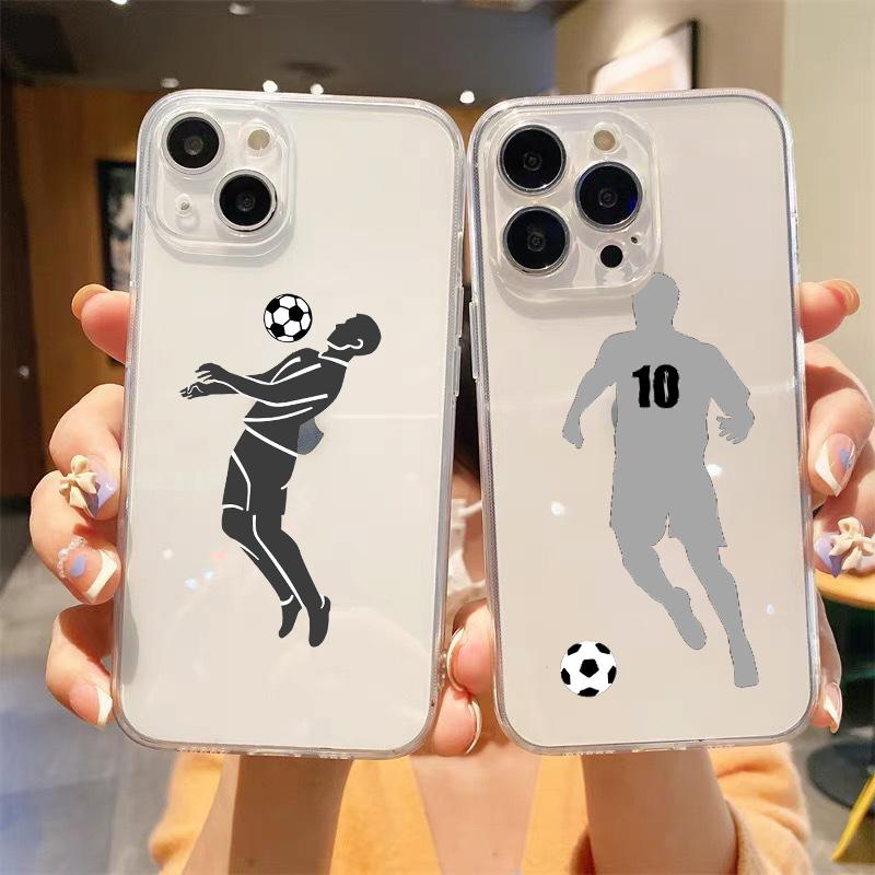 Football Player Soccer Art Clear Phone Case For iPhone 14 13 11 12 Pro Max X XR XS 7 8 Plus SE Soft Silicone Cover Coque Funda
