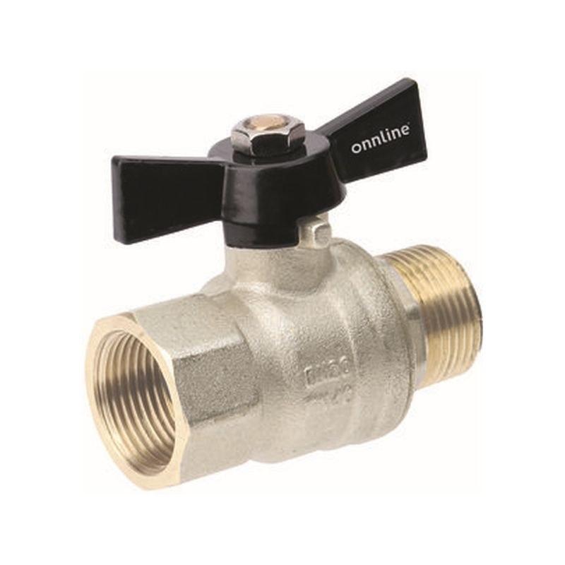 Ball valve DN20, PN40, internal-external thread 3/4 inch, with butterfly lever, throttle