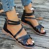 Fashion Summer Plus Size Gladiator Sandals Women Corss Band Back Zipper Flat Heels Sandals Woman Outdoor Non Slip Casual Sandles Female
