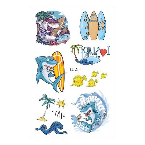 Waterproof Children's Pirate Shark Tattoo Stickers - Birthday Party & Cartoon Design