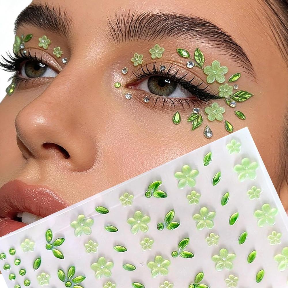 Flower Face Gems Sticker Pure Color Makeup Decoration New Face Tattoo Sticker for women and girls