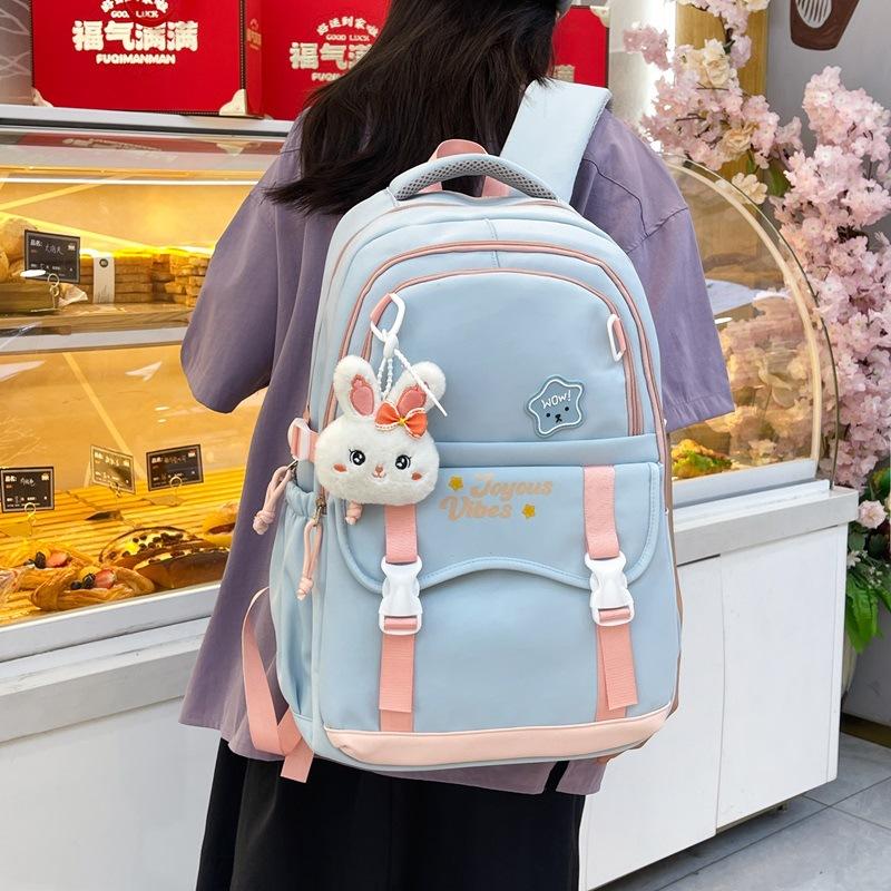 Schoolbag manufacturer's new schoolbag for junior and high school girls, large capacity, multi-compartment, fresh and sweet girl backpack for women