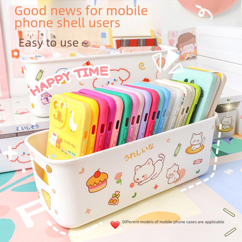 Минималистичный настольный ящик для хранения вещей для общежитий: Держатель для мобильного телефона и корзина-органайзер для косметики