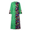 Oversized Women Long Sleeve Print Patchwork Casual Loose Maxi Kaftan Dress