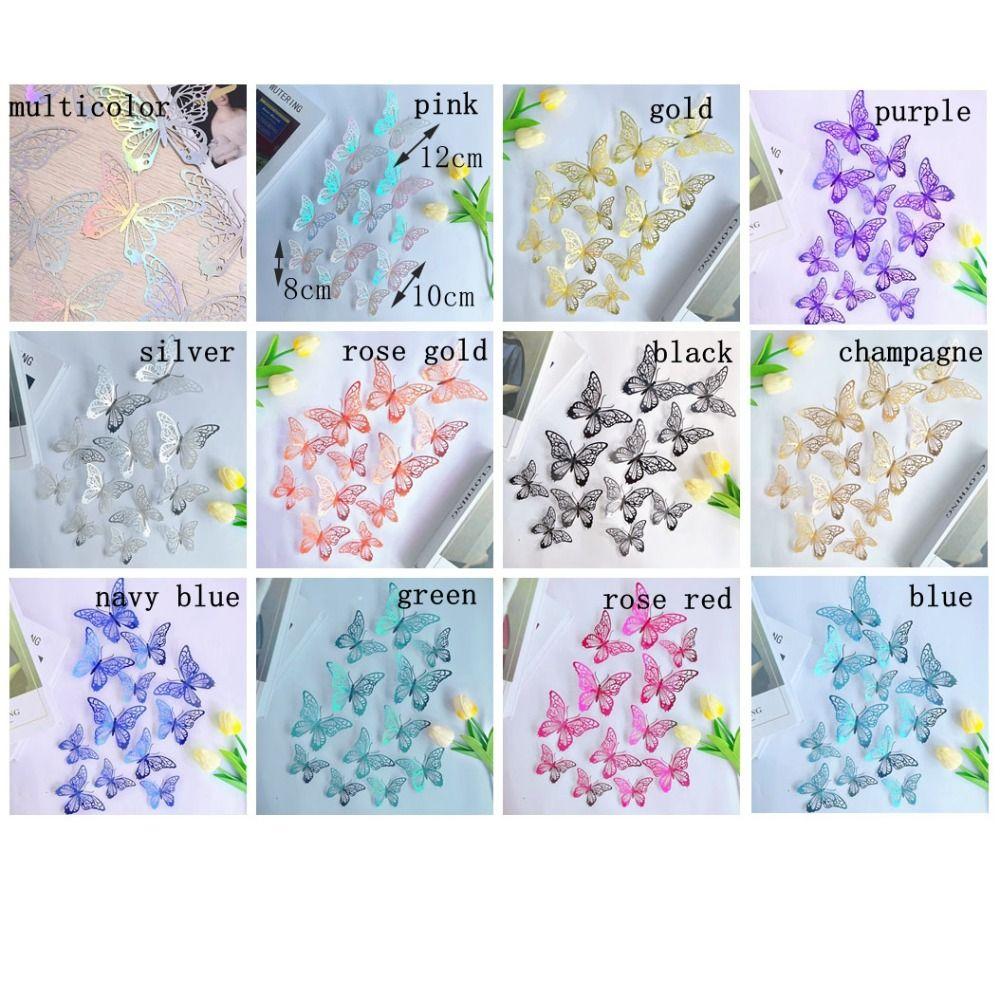 12 шт./набор красочных 3D-бабочки, настенный декор, сделай сам, имитация бабочек, украшения для дома
