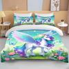 Cute Cartoon Unicorn Print Bedding Set Duvet Cover 1 Duvet Cover 2 Pillowcases Adult and Children Bedding Set Luxury Grils Gift