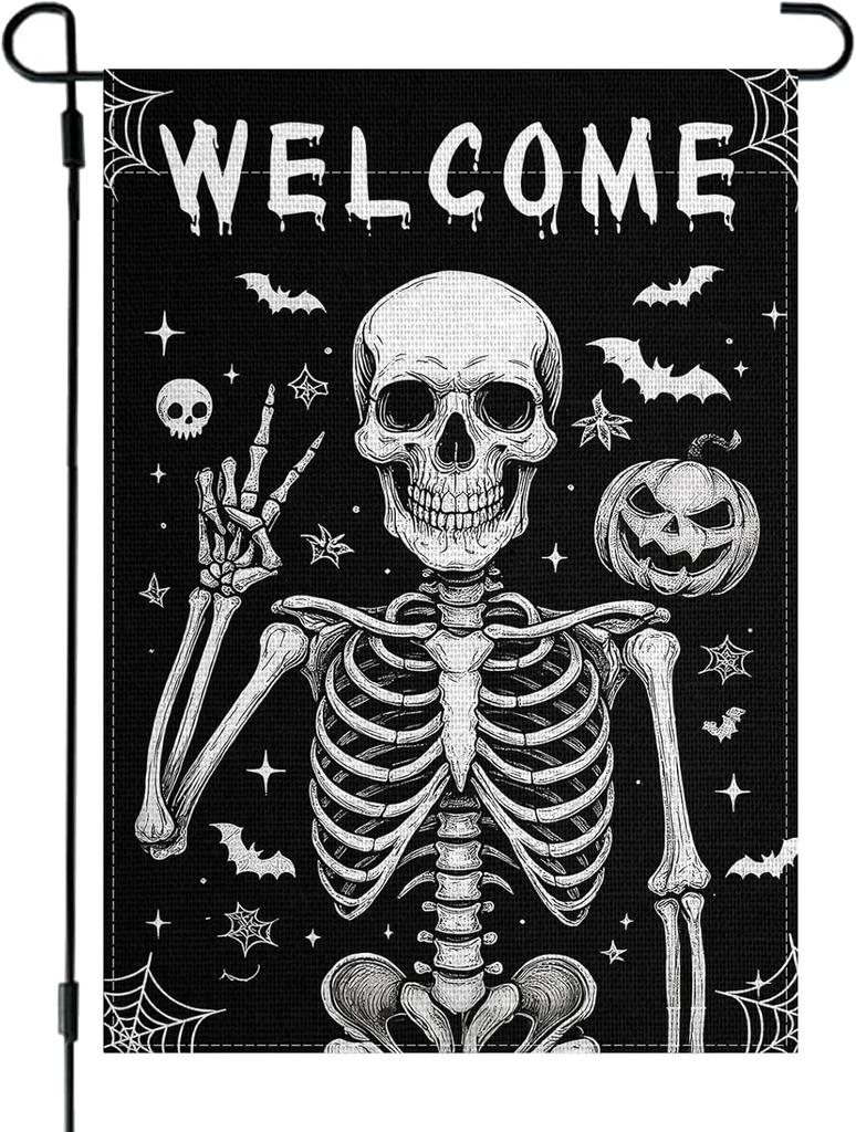Skull Funny Valentines Day Garden ags for Outside 12 X 18 Inch Double Sided Outdoor Halloween Decor Funny House Home Yard WZZ