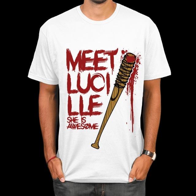 Плюс размер The Walking Dead Negan Lucille Design Прохладная летняя футболка с короткими рукавами для мужчин