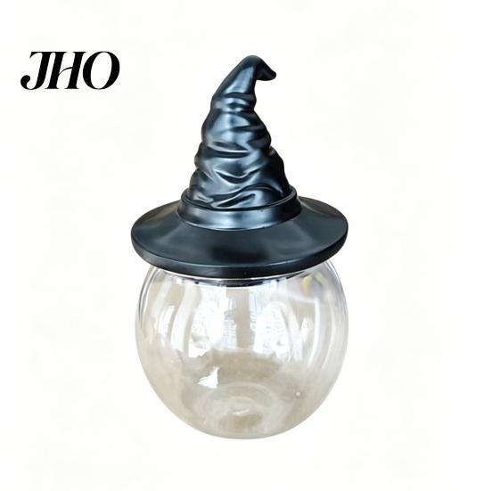 Tea Bag Storage Container Spice Jar Moisture Proof Glass Jars with Witch Hat/Owl Lids Sealed Moisture-proof Seasoning Dry Foods Containers Decorative