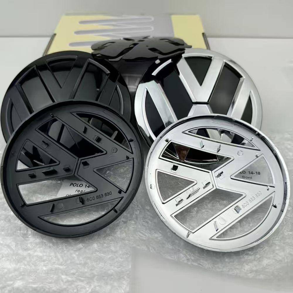 2026 Hot 2pcs 6C0 853 600 For VW Polo 2014-2018 Car Logo Emblem Hood Front And Rear Tail Mark Rear Badge Modification Accessories