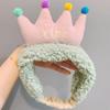 Плюшевая красочная повязка на голову с короной, мягкие повязки на голову для спа, эластичный пушистый тюрбан, нескользящая повязка на голову для мытья лица, инструмент для макияжа