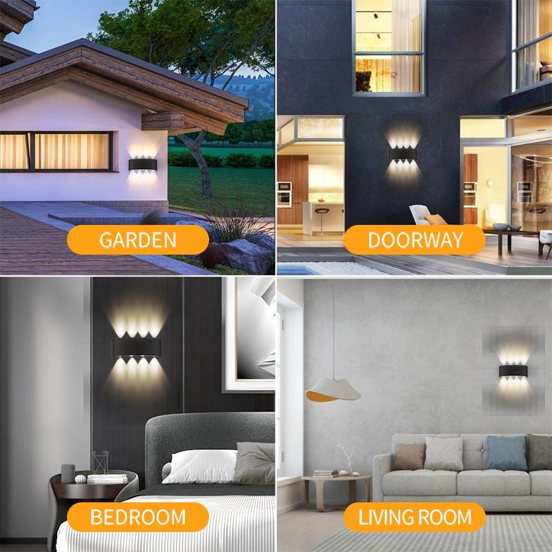 Alluminum LED Wall Lamp 4W/6W/8W IP65 Waterproof Wall Porch Lights Outdoor Lighting Garden Sconce Lamp 85-265V for Bedroom Home Decor