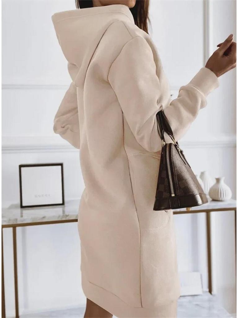 2024 Autumn/Winter Women's Solid Color Hooded Streetwear Loose Sweatshirt