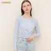 CANVAUS Autumn New Style Cotton Commuter Twisted Fashion Bottoming Shirt Solid Color Long-sleeved Round Neck All-match Women's Clothing