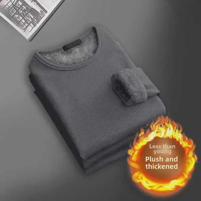 Мужская зимняя термобельё 2024 года из утеплённого бархата — большой размер, можно носить как верхнюю одежду