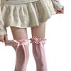 Lolita Milky-White Anti-Bacterial Over-the-Knee Socks Women's Velvet Sweet Lace Bowknot Stockings Gray Calf Socks