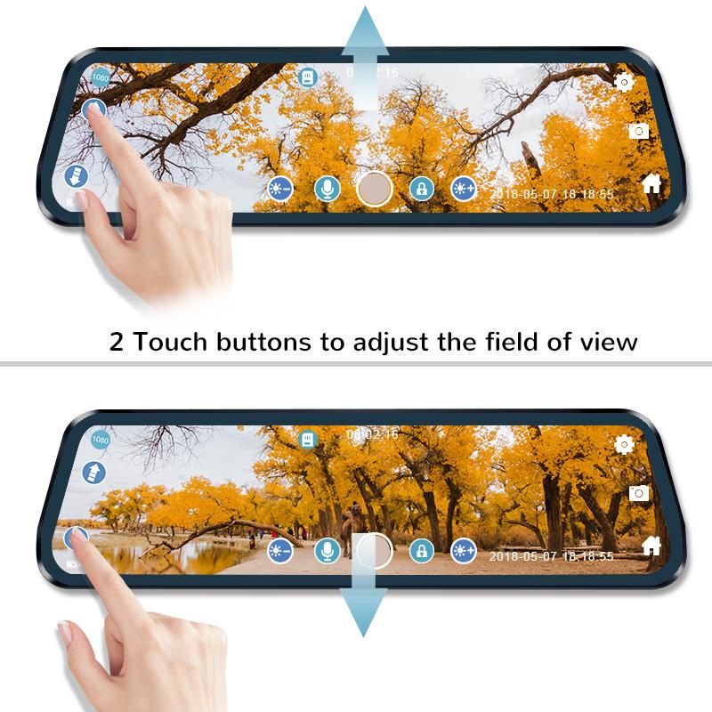 Зеркальная камера для автомобиля, сенсорный экран, видеорегистратор, зеркало заднего вида, видеорегистратор, передняя и задняя камера, зеркало DVR, черный ящик