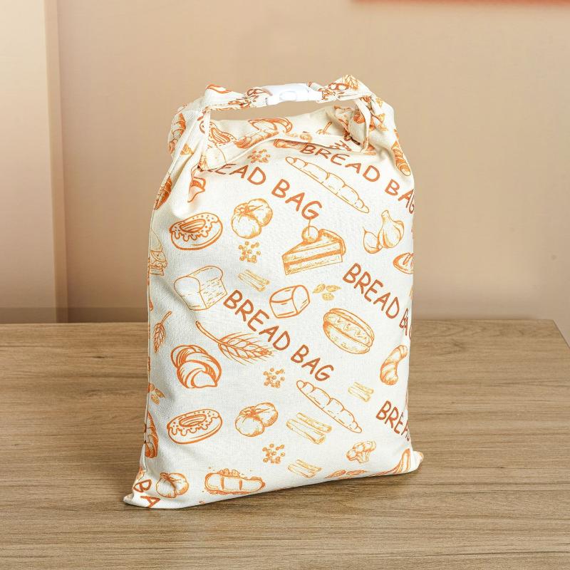 Portable Food Grade Cotton Bread Bags Reusable Homemade Loaf Bag Kitchen Storage Bread Large Washable Storage Bag Food Organizer