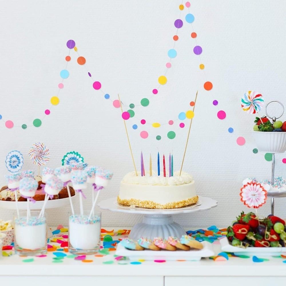 Colorful Circle Garland Banner Round Dots Colorful Dot Garland Birthday Party Decorations
