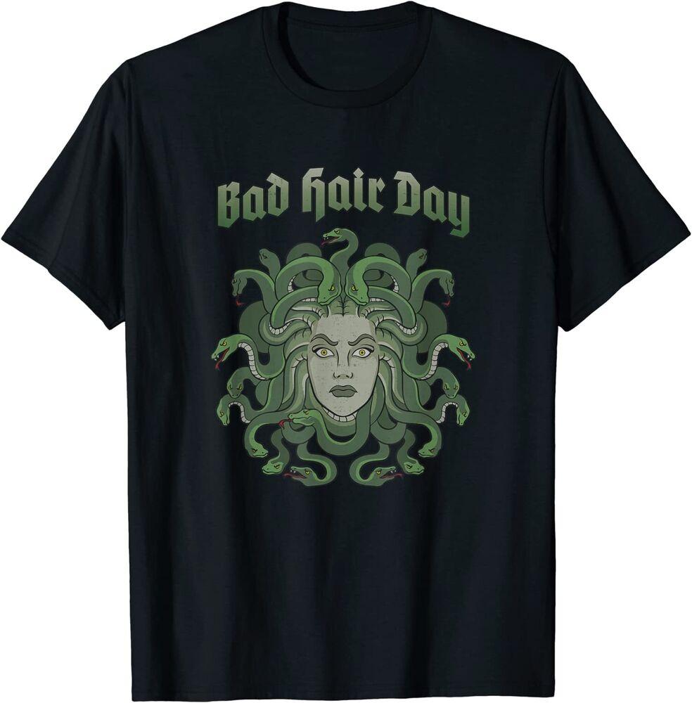 Футболка унисекс с забавным дизайном Medusa BAD HAIR DAY, отличная идея
